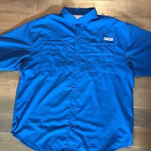 Columbia Tamiami Short Sleeve PFG Fishing Shirt. Royal Blue